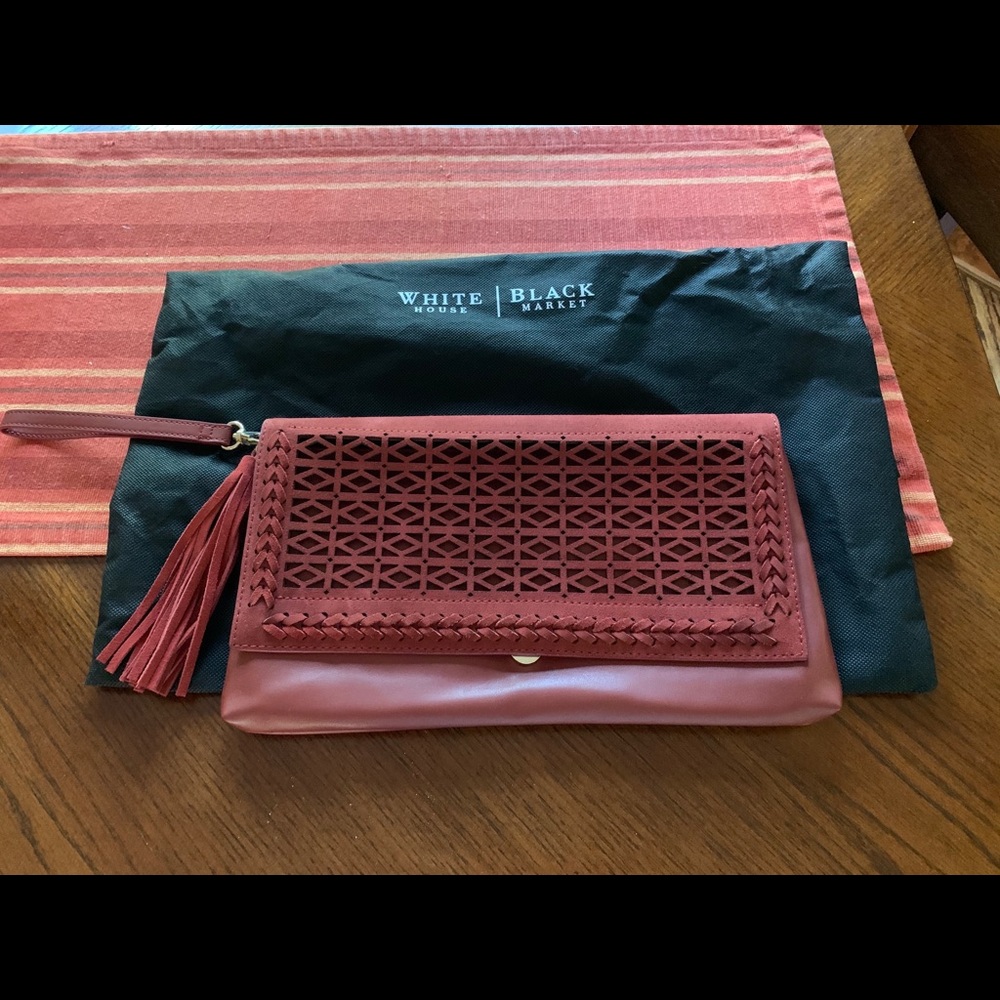 White House Black Market burgundy clutch
